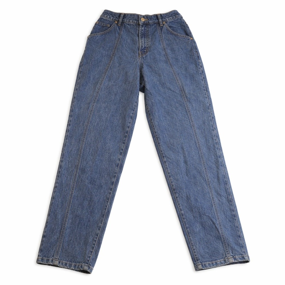 VTG Lee High Waisted Seamed Front Tapered Leg Jeans Women's Blue Denim Talon Zip